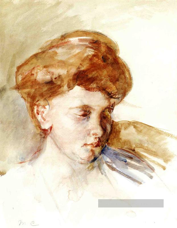 Tête d’une jeune femme mères des enfants Mary Cassatt Peintures à l'huile